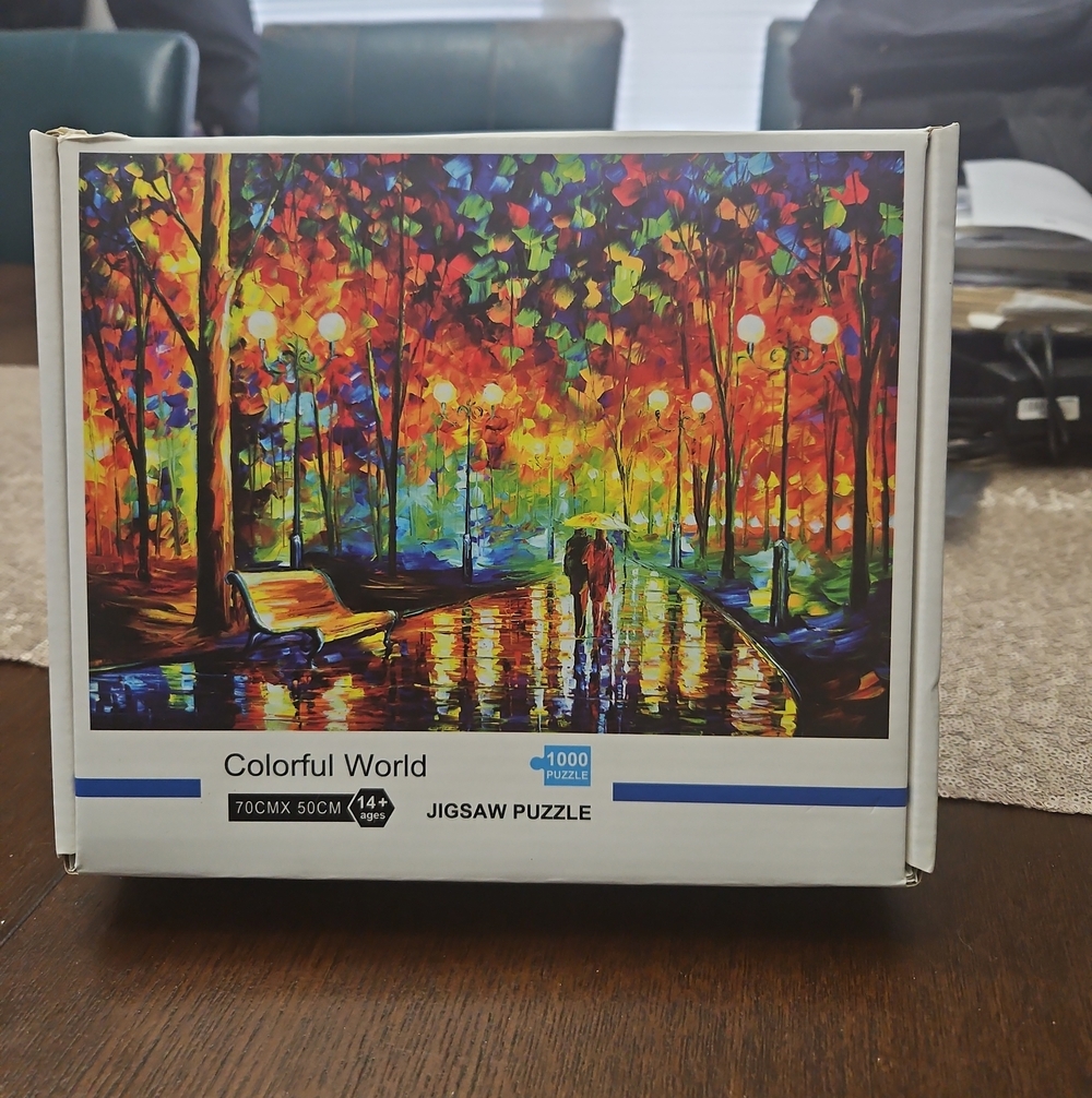 Colorful World 1000-Piece Jigsaw Puzzle - Vivid Multicolor Park Scene -used